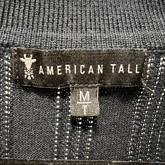 American Tall Men's Knit Polo Shirt Ribbed Short Sleeve Navy M Tal - Picture 3 of 4